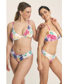 CONJUNTO SUJETADOR PREFORMADO CON AROS CON BIKINI COSTURAS ENGOMADAS. TEJIDO RECICLADO