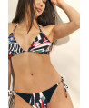 CONJUNTO SUJETADOR TRIANGULAR CORTINA CON COPA FOAM EXTRAIBLE CON BRAGUITA BIKINI