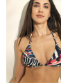 CONJUNTO SUJETADOR TRIANGULAR CORTINA CON COPA FOAM EXTRAIBLE CON BRAGUITA BIKINI