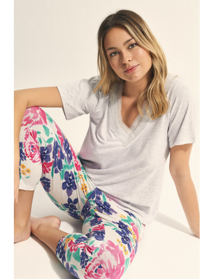 PIJAMA PANTALÓN CAPRI CON CAMISETA MANGA CORTA MODAL