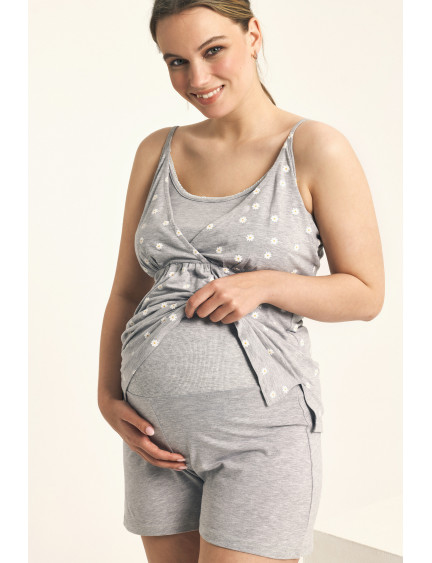 PIJAMA MATERNAL PANTALÓN CORTO CON CAMISETA TIRANTES MODAL/ALGODÓN. PRÁCTICO SISTEMA DE APERTURA PARA FACILITAR LA LACTANCIA