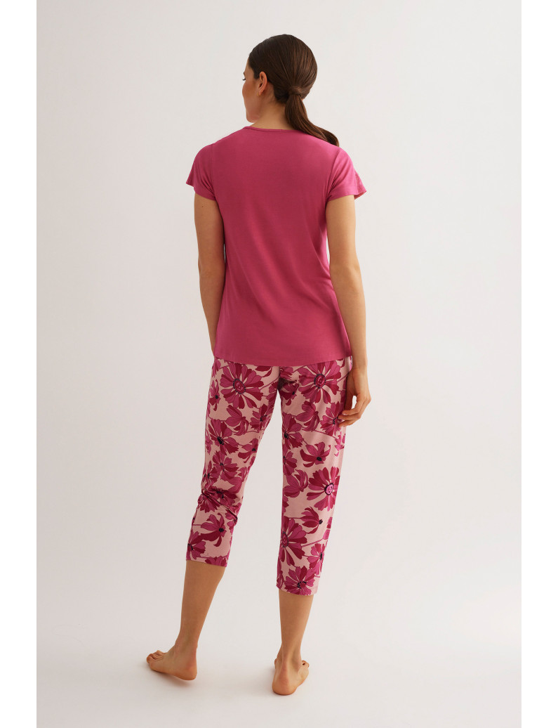 PIJAMA PANTALÓN CAPRI CON CAMISETA MANGA CORTA MODAL