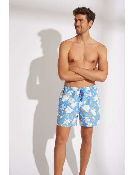 BAÑADOR HOMBRE ESTAMPADO FLORAL. CINTURA  AJUSTABLE CON CORDÓN. BOLSILLOS LATERALES Y TRASERO.