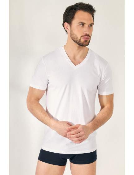 CAMISETA MANGA CORTA CUELLO PICO MODAL