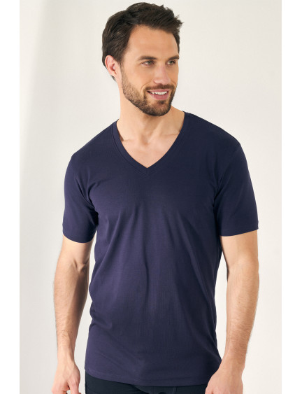 CAMISETA MANGA CORTA CUELLO PICO MODAL