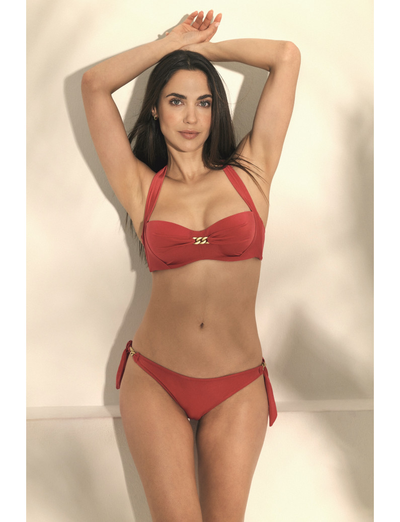 CONJUNTO SUJETADOR BANDEAU CON COPA PREHORMADA FOAM Y AROS CON BRAGUITA BIKINI BRASILEÑO