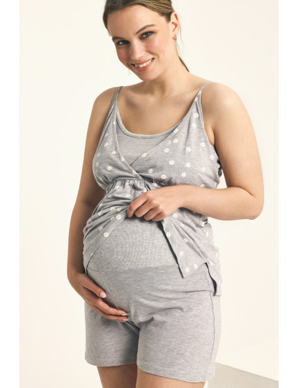 PIJAMA MATERNAL PANTALÓN CORTO CON CAMISETA TIRANTES MODAL/ALGODÓN. PRÁCTICO SISTEMA DE APERTURA PARA FACILITAR LA LACTANCIA