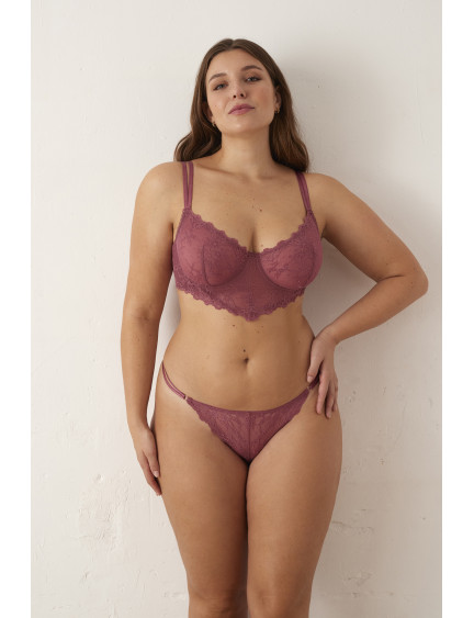 CONJ. BRALETTE ENCAJE SIN AROS Y SIN COPA CON BIKINI