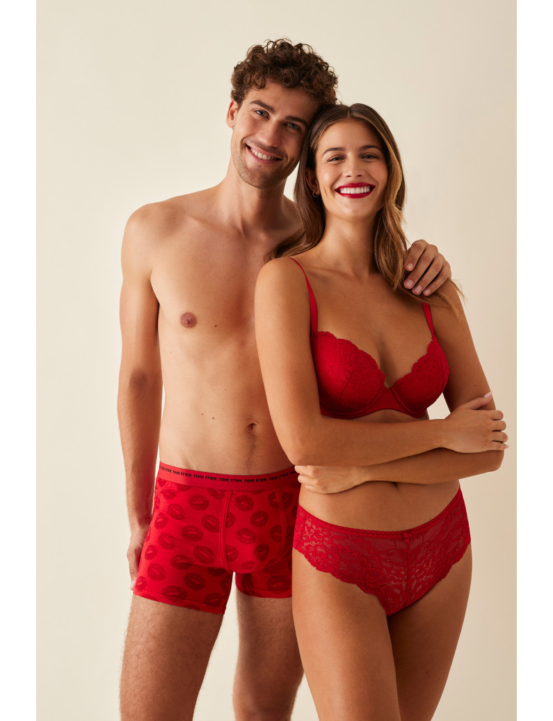 BOXER ROJO ESTAMPADO LABIOS