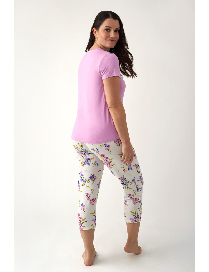 PIJAMA PANTALÓN CAPRI CON CAMISETA MANGA CORTA MODAL