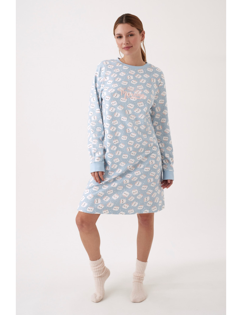 CAMISÓN MANGA LARGA 100% ALGODÓN CON ACABADO INTERIOR SUAVE