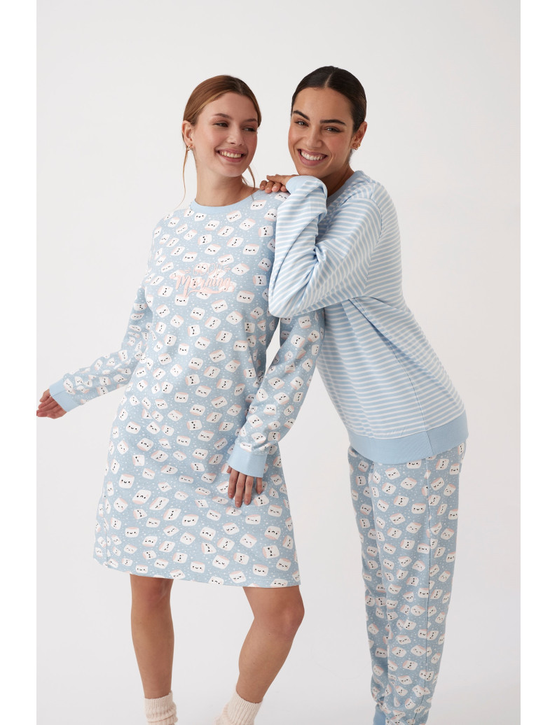 CAMISÓN MANGA LARGA 100% ALGODÓN CON ACABADO INTERIOR SUAVE