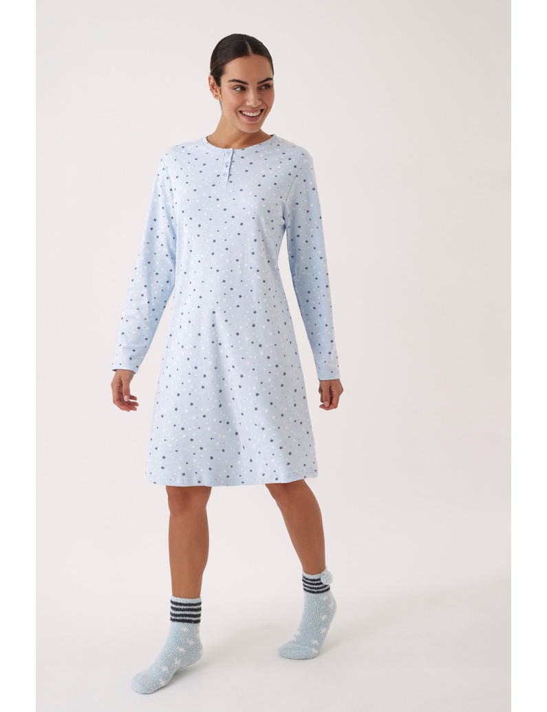 CAMISÓN MANGA LARGA 100% ALGODÓN CON ACABADO INTERIOR SUAVE