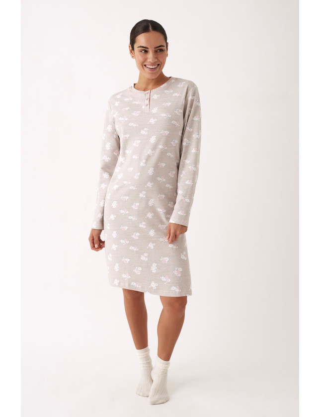 CAMISÓN MANGA LARGA 100% ALGODÓN CON ACABADO INTERIOR SUAVE