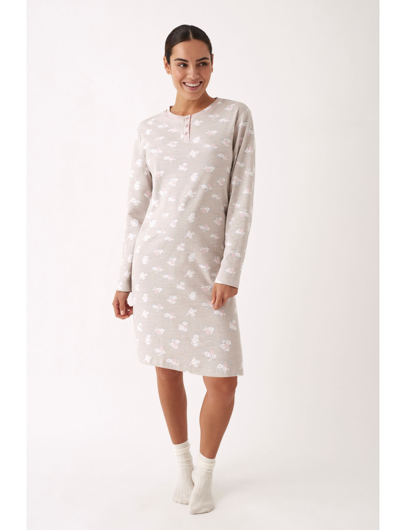 CAMISÓN MANGA LARGA 100% ALGODÓN CON ACABADO INTERIOR SUAVE