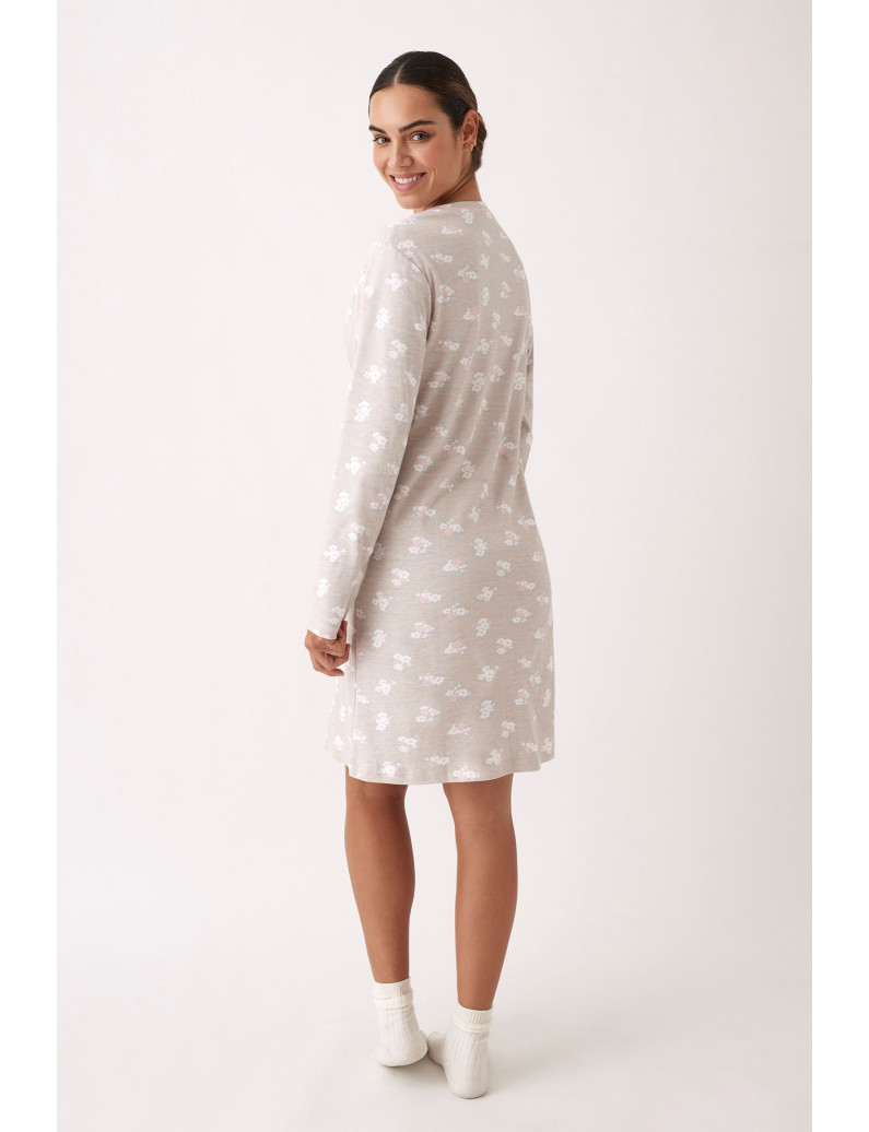 CAMISÓN MANGA LARGA 100% ALGODÓN CON ACABADO INTERIOR SUAVE