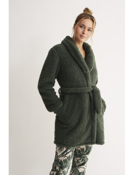 BATA TEJIDO BORREGUITO CON CINTURÓN