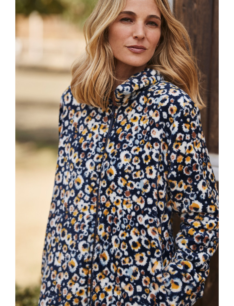 BATA TEJIDO PELUDO ESTAMPADO CON CREMALLERA