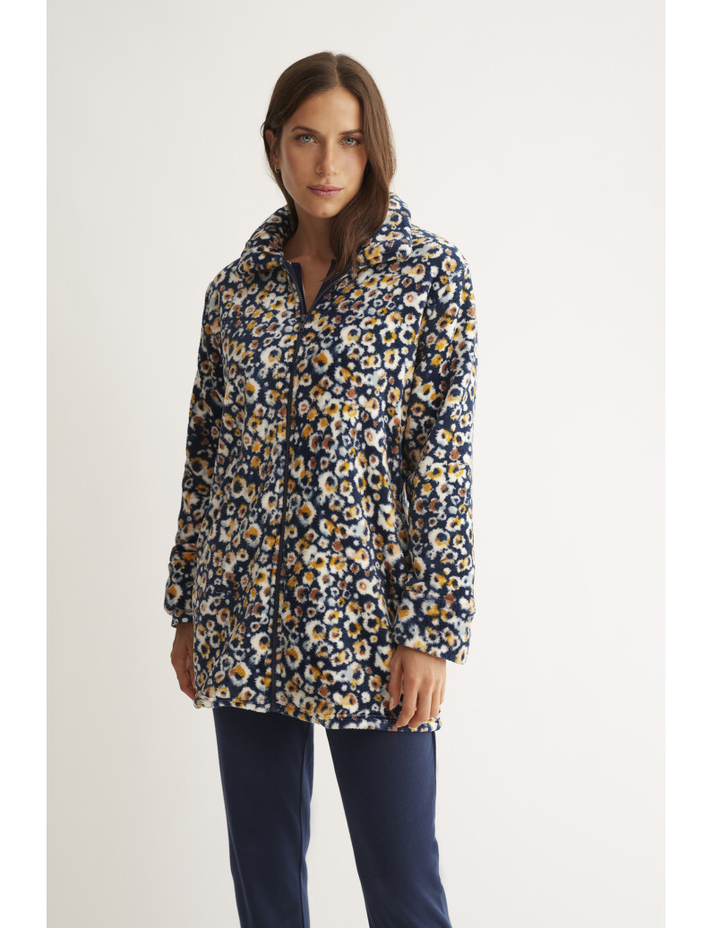 BATA TEJIDO PELUDO ESTAMPADO CON CREMALLERA