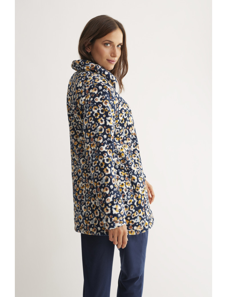 BATA TEJIDO PELUDO ESTAMPADO CON CREMALLERA