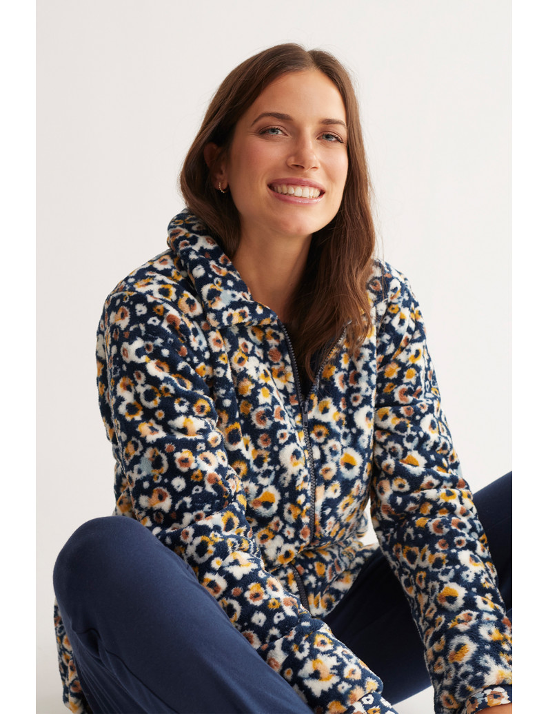 BATA TEJIDO PELUDO ESTAMPADO CON CREMALLERA