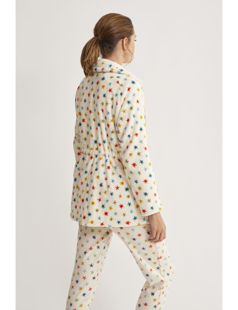 BATA TEJIDO PELUDO ESTAMPADO CON CREMALLERA