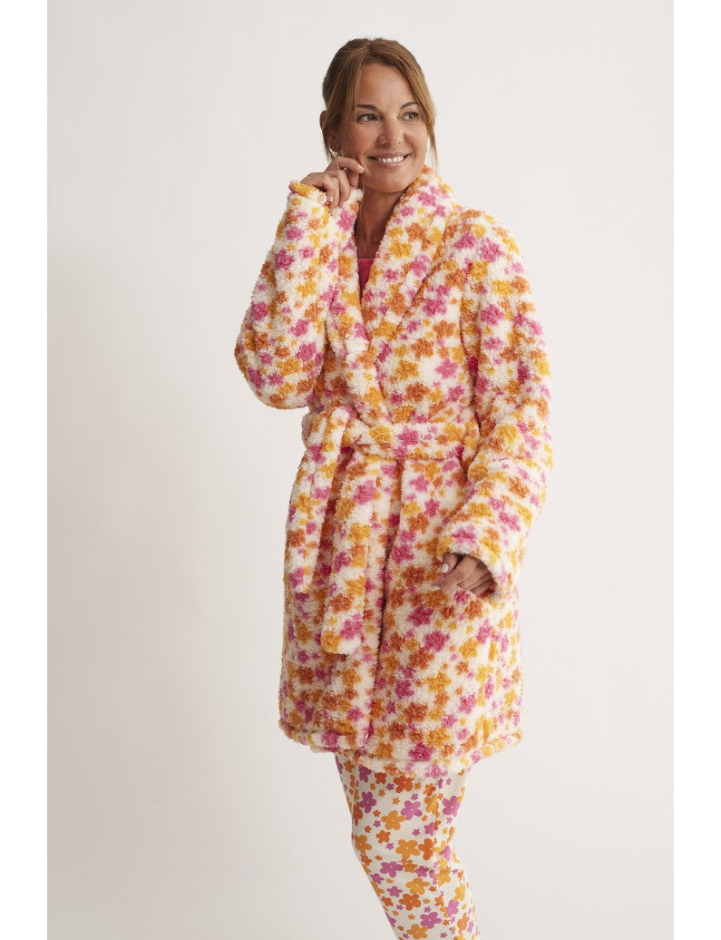 BATA TEJIDO BORREGUITO CON CINTURÓN