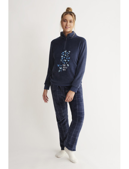 PIJAMA PANTALÓN LARGO Y SUDADERA MANGA LARGA TEJIDO PELUDO