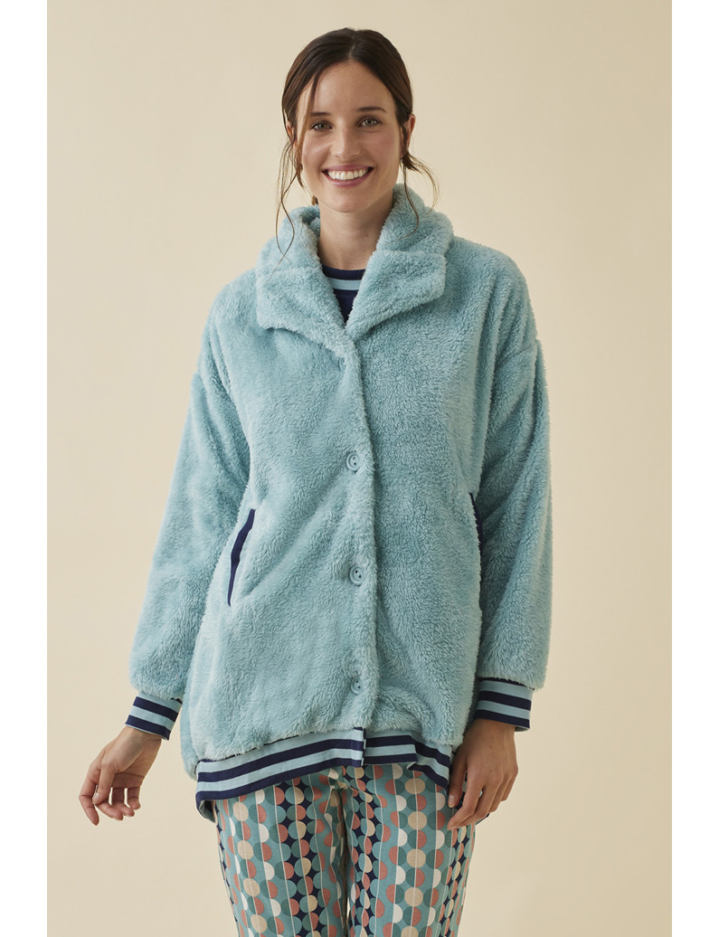 CHAQUETA TEJIDO PELUCHE CON BOTONES