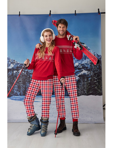 PIJAMA NAVIDEÑO PANTALÓN LARGO PUÑO CON CAMISETA MANGA LARGA ALGODÓN CON ACABADO INTERIOR MUY SUAVE