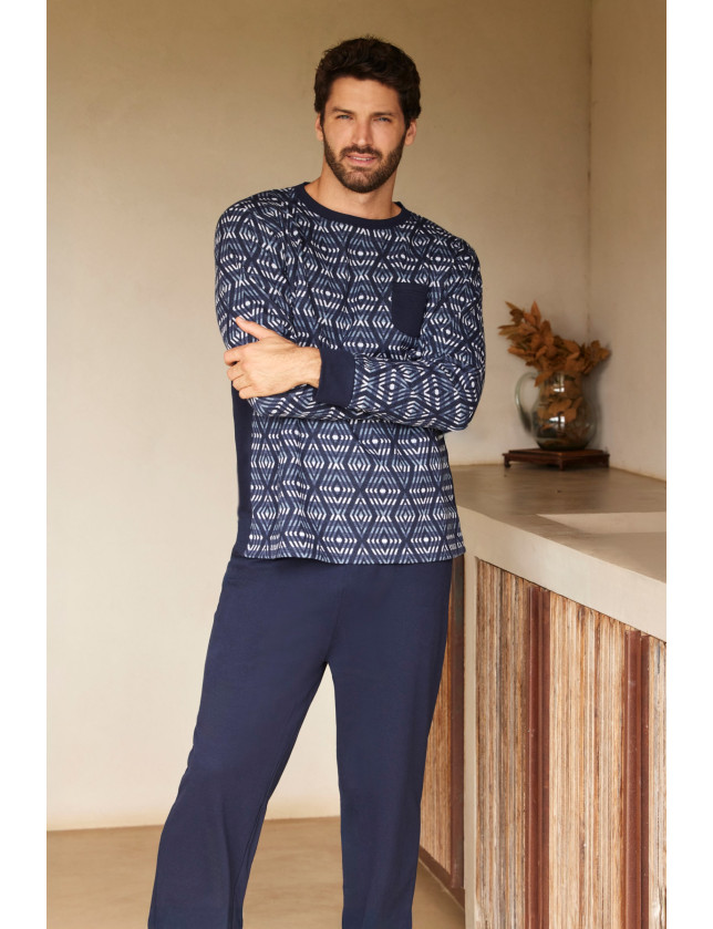 PIJAMA PANTALÓN LARGO CON CAMISETA MANGA LARGA TEJIDO PUNTO MILANO