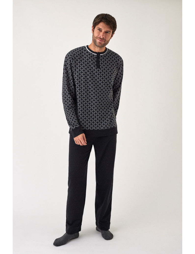PIJAMA PANTALÓN LARGO CON CAMISETA MANGA LARGA TEJIDO PUNTO MILANO