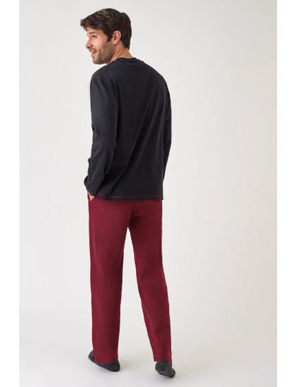 PIJAMA PANTALÓN LARGO CON CAMISETA MANGA LARGA ALGODÓN CON ACABADO INTERIOR MUY SUAVE