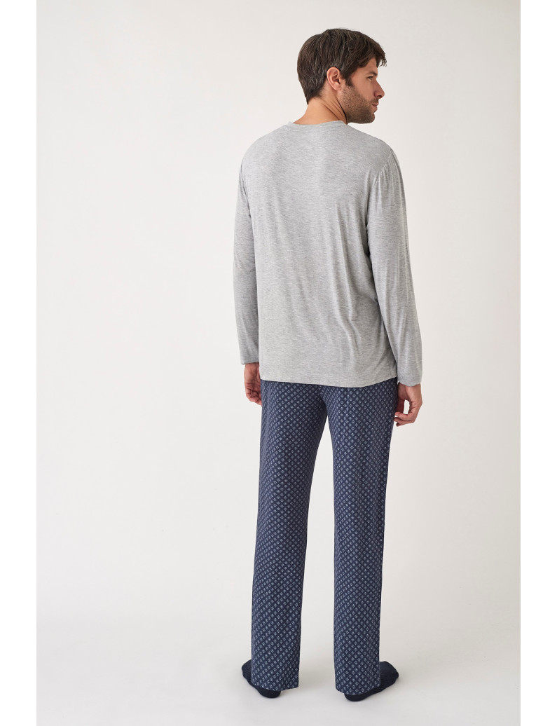 PIJAMA PANTALÓN LARGO CON CAMISETA MANGA LARGA TEJIDO MODAL