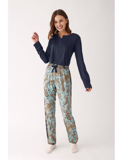 PIJAMA PANTALÓN LARGO CON CAMISETA MANGA LARGA VISCOSA