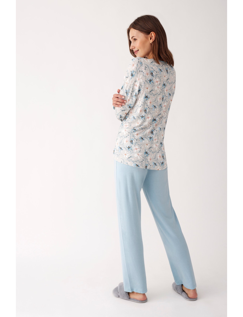 PIJAMA PANTALÓN LARGO CON CAMISETA MANGA LARGA VISCOSA
