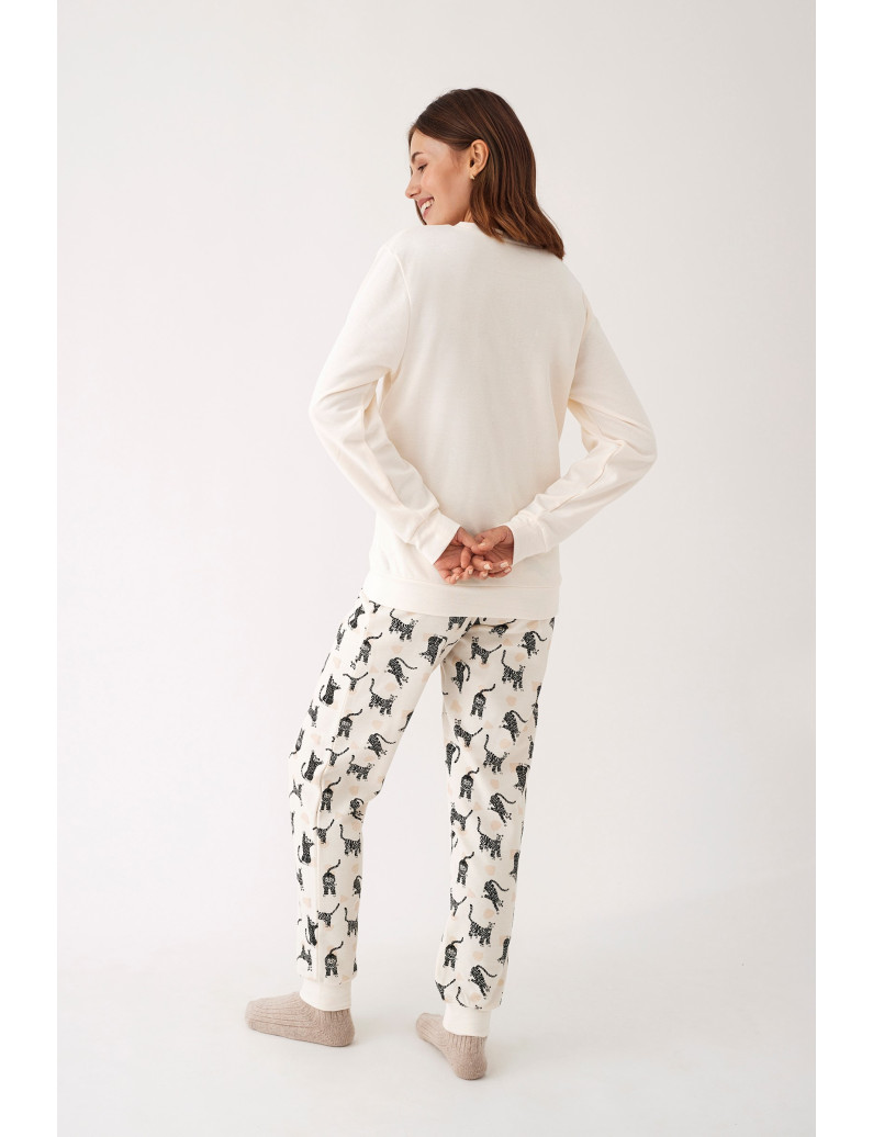 PIJAMA 3 PIEZAS PANTALÓN LARGO PUÑO CON CAMISETA MANGA LARGA INTERLOCK PERCHADO INTERIOR. BATA TEJIDO BORREGUITO CON CREMALLERA