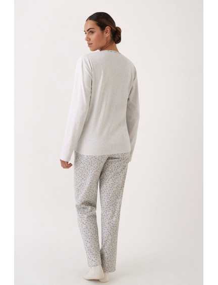 PIJAMA PANTALÓN LARGO CON CAMISETA MANGA LARGA ALGODÓN CON ACABADO INTERIOR SUAVE
