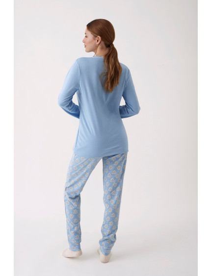 PIJAMA PANTALÓN LARGO CON CAMISETA MANGA LARGA ALGODÓN CON ACABADO INTERIOR SUAVE