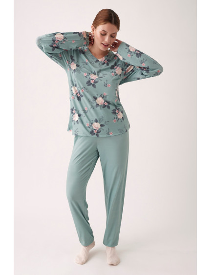 PIJAMA PANTALÓN LARGO PUÑO CON CAMISETA MANGA LARGA REALIZADO EN SUAVE TERCIOPELO ELÁSTICO