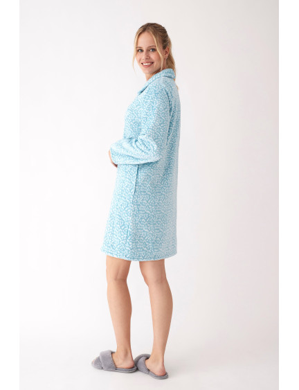 BATA ABOTONADA TEJIDO PELUDO ESTAMPADO BICOLOR