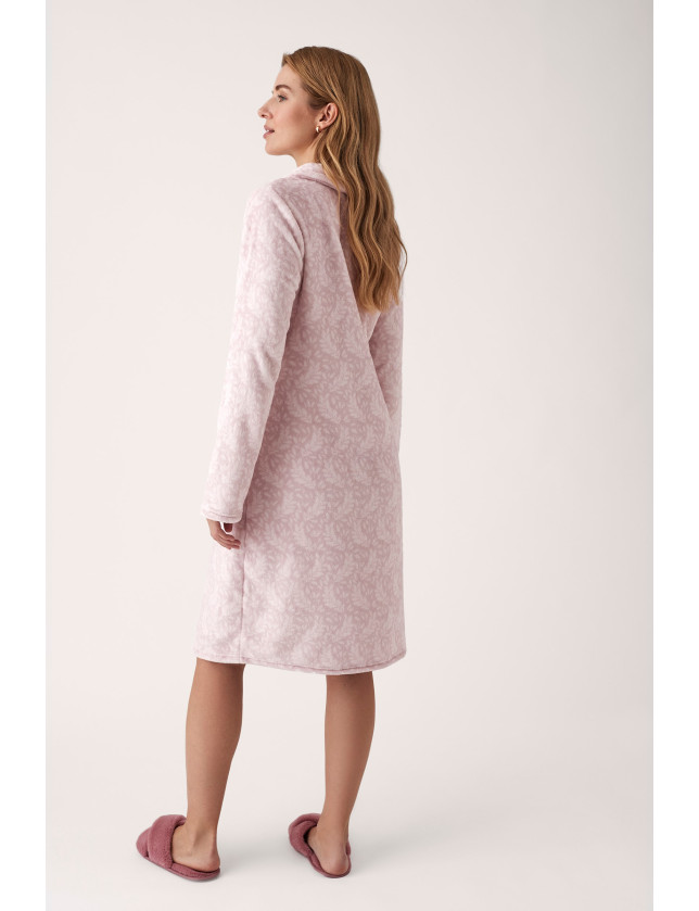 BATA  ABOTONADA LARGO MIDI TEJIDO PELUDO ESTAMPADO BICOLOR