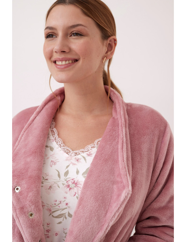 BATA LARGO MIDI CON CINTURÓN TEJIDO SEDALINA