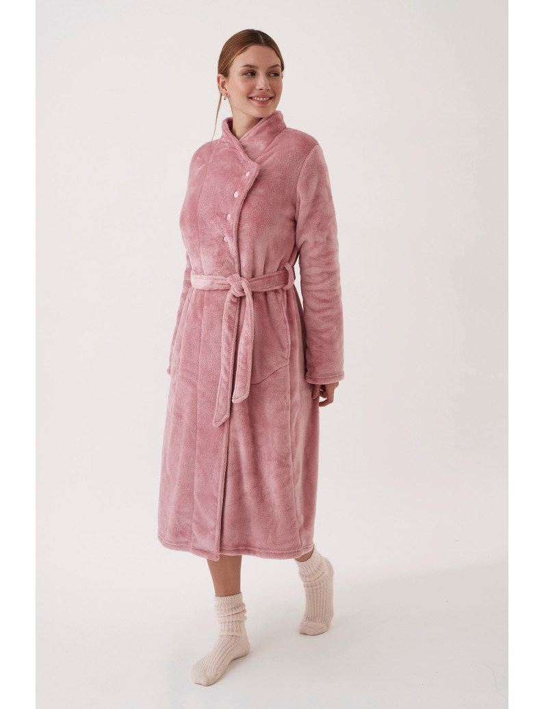 BATA LARGO MIDI CON CINTURÓN TEJIDO SEDALINA