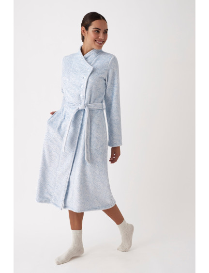 BATA LARGO MIDI CON CINTURÓN TEJIDO SEDALINA ESTAMPADO ANIMAL PRINT