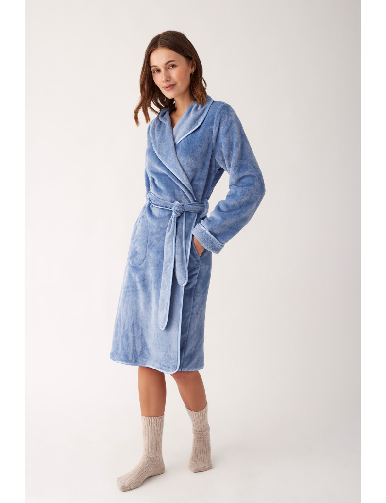 BATA LARGO MIDI CON CINTURÓN TEJIDO SEDALINA