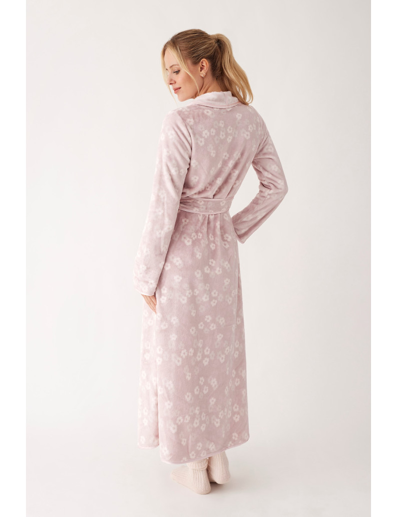 BATA LARGA CON CINTURÓN TEJIDO SEDALINA ESTAMPADO FLORAL