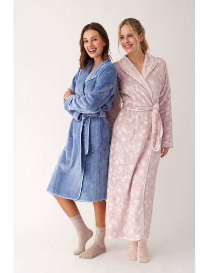 BATA LARGA CON CINTURÓN TEJIDO SEDALINA ESTAMPADO FLORAL