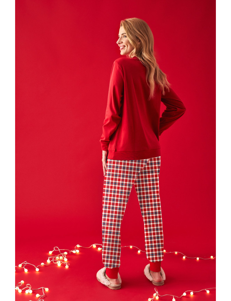 PIJAMA NAVIDEÑO PANTALÓN LARGO PUÑO CON CAMISETA MANGA LARGA ALGODÓN CON ACABADO INTERIOR MUY SUAVE