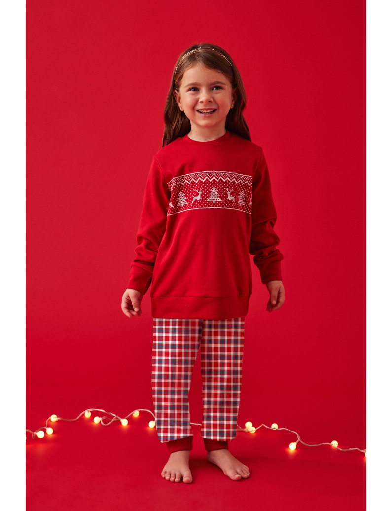 PIJAMA NAVIDEÑO INFANTIL PANTALÓN LARGO PUÑO CON CAMISETA MANGA LARGA ALGODÓN CON ACABADO INTERIOR MUY SUAVE. NIÑO/NIÑA